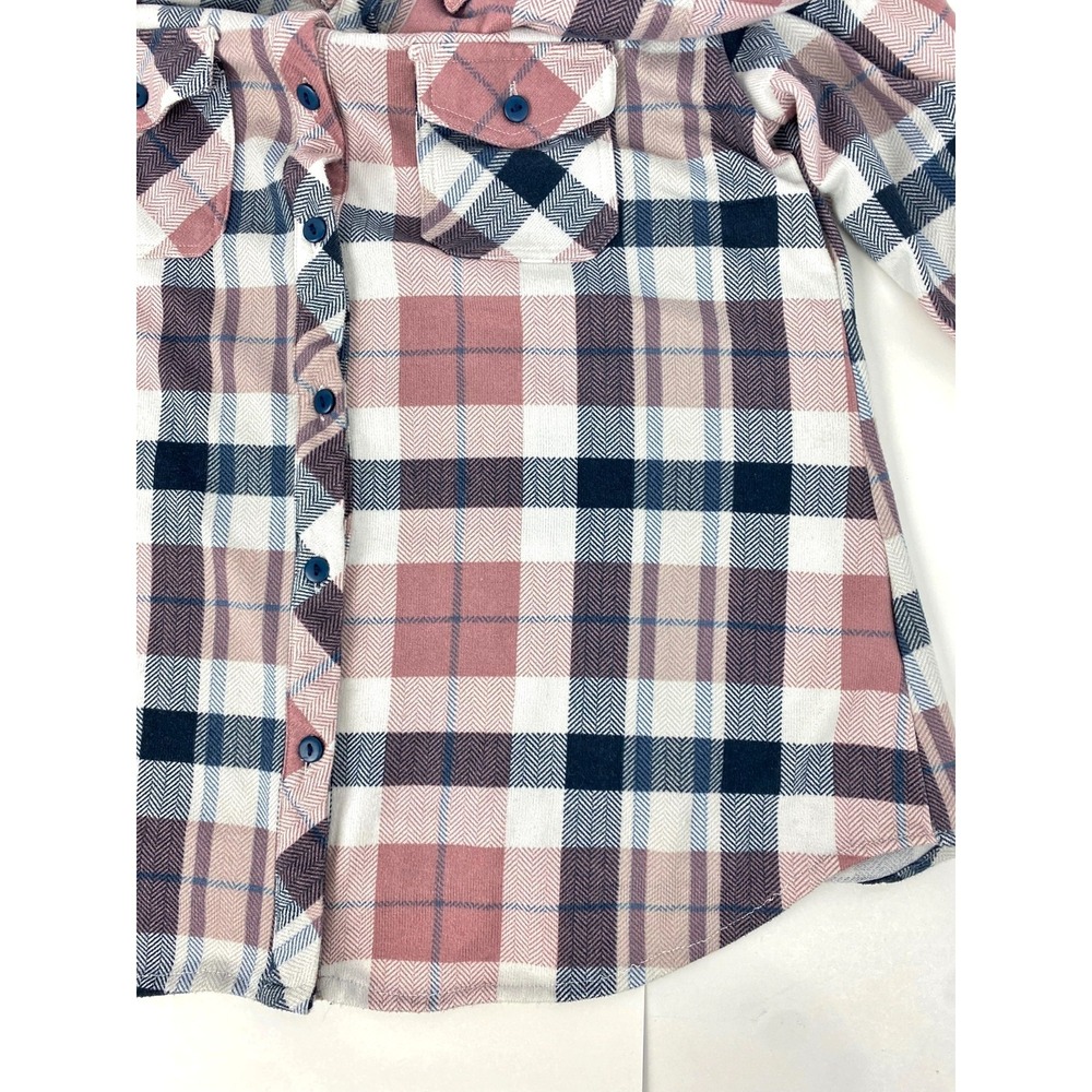 Eden & Olivia Long Sleeve Flannel Shirt Women's PL Pockets Top Blouse Plaid LKNU - Picture 5 of 6